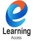 A logo for learning Access that is e-shaped in blue and orange gradient colors